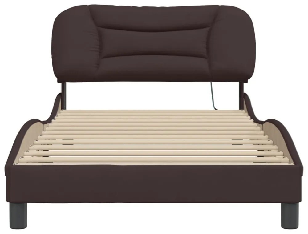 sötétbarna szövet ágykeret LED-ekkel matrac nélkül Hvar 100x200 cm