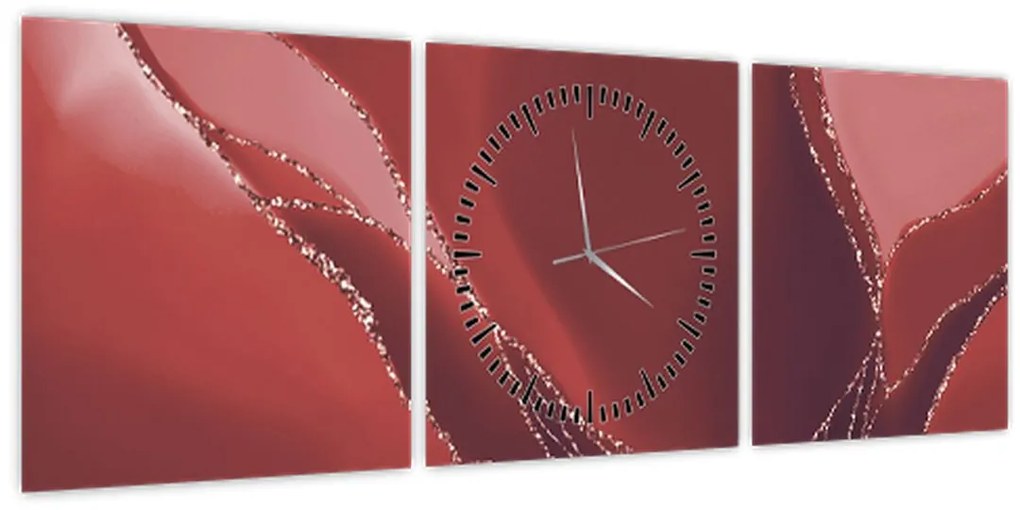 Kép - Piros absztrakt virág N⁰2 (órával) (90x30 cm)