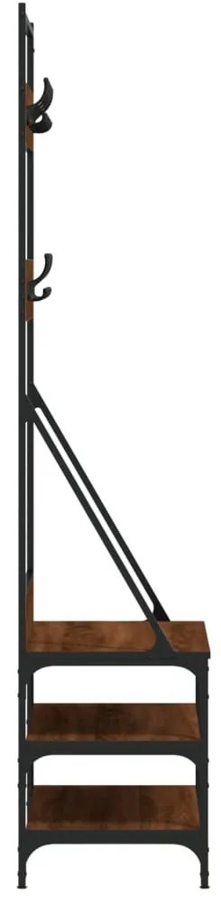 barna tölgyszínű ruhafogas cipőpolccal 70x40x184 cm