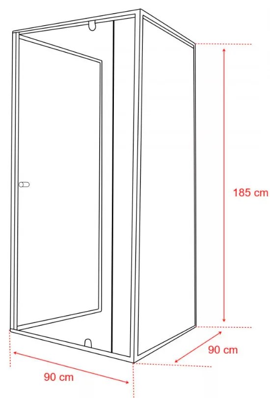 Flexi 90x90 cm falsíkra szerelhető szögletes zuhanykabin zuhanytálca nélkül
