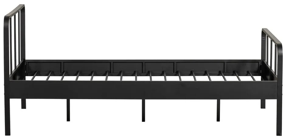 Fekete fém egyszemélyes ágy ágyráccsal 120x200 cm Mees – WOOOD