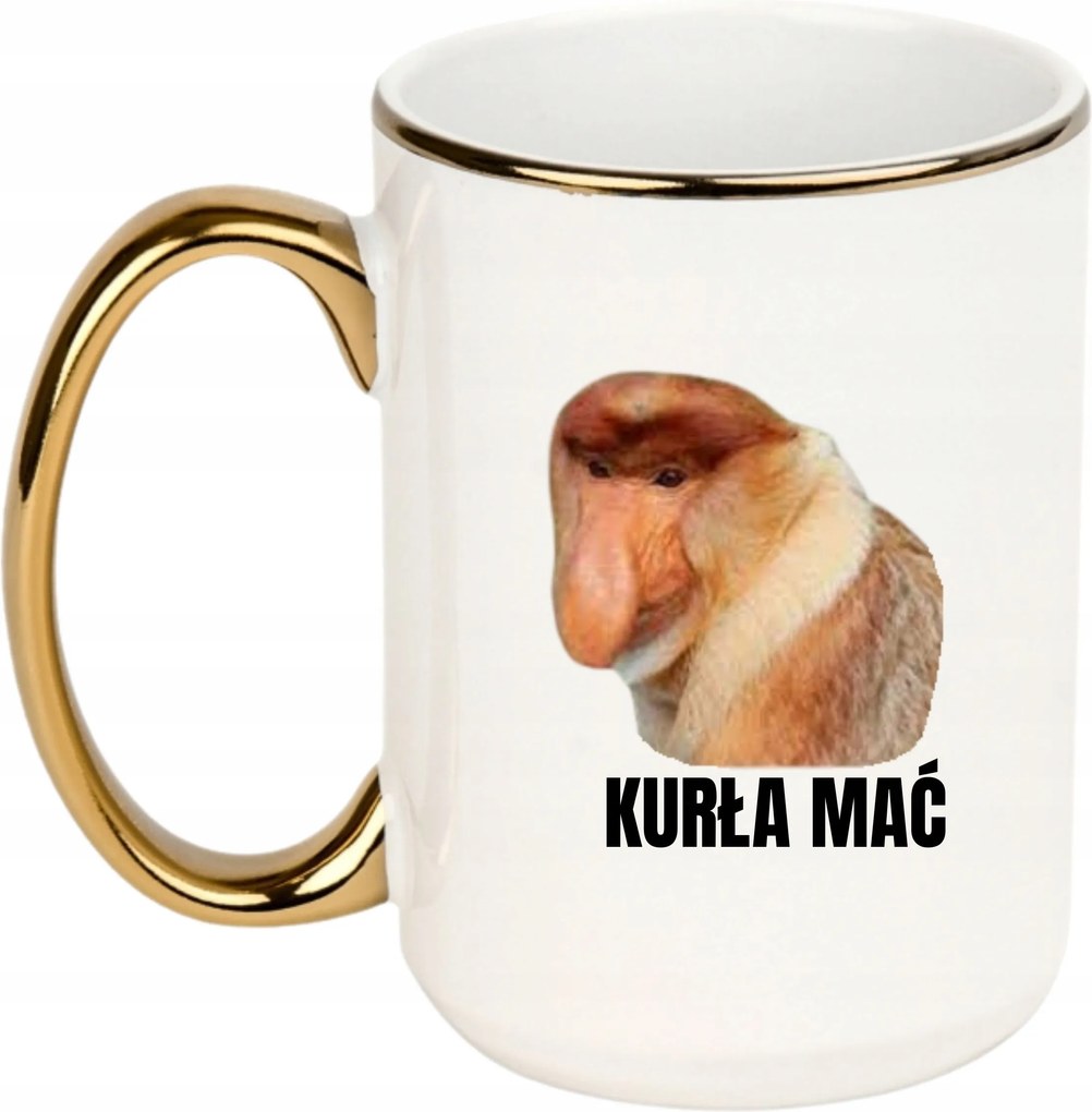 Bögre Fehér Arany Fül Nagy 440ml Vicces Ajándék Tyúk