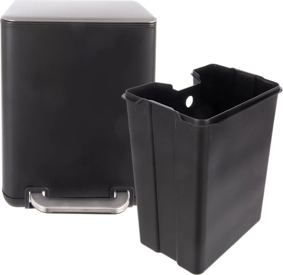 Fekete rozsdamentes acél pedálos szemetes 6 l Black – Orion