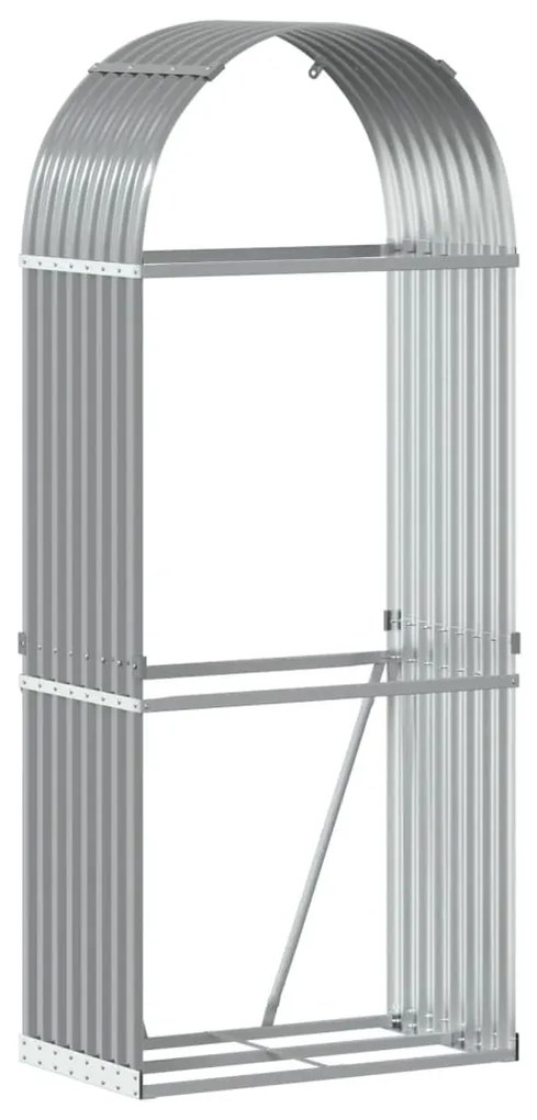 világosszürke horganyzott acél rönktartó 80 x 45 x 190 cm
