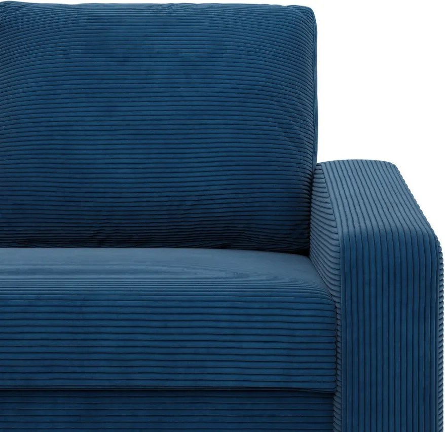 Zeus fotel, döntött kartámasz, kordbársony, bonell töltet, kék