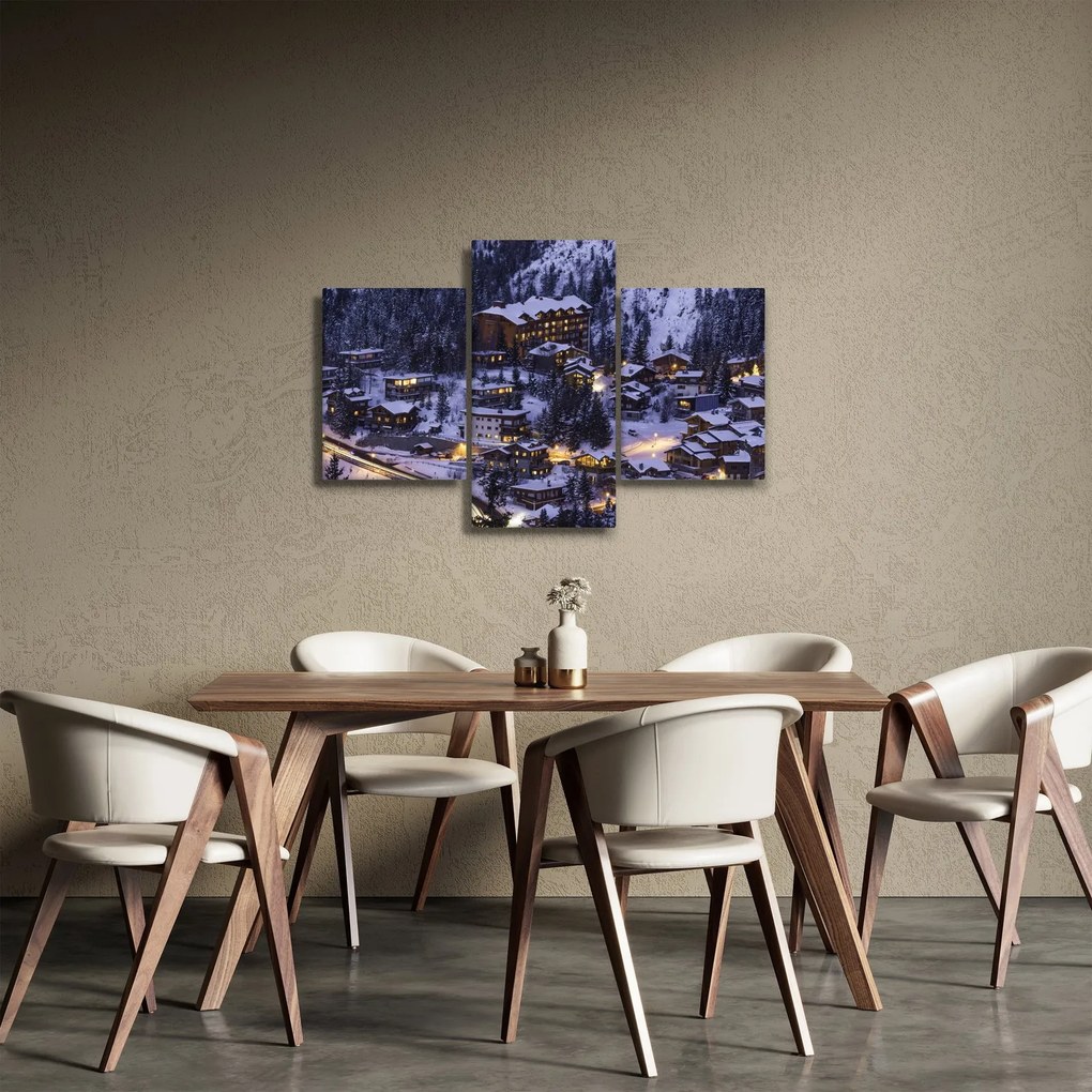 Kép - téli hegyi város (90x60 cm)