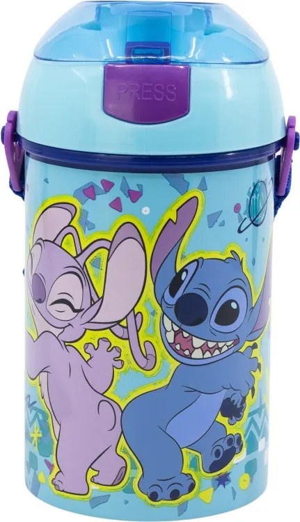 Disney Lilo és Stitch, A csillagkutya Dance műanyag szívószálas kulacs akasztóval 450 ml