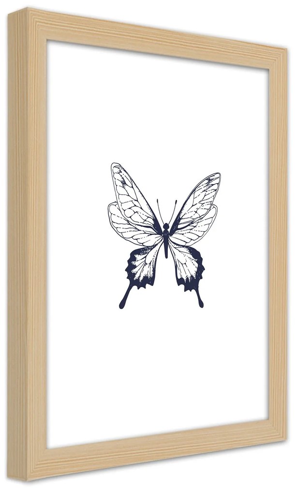 Gario Poszter rajzolt pillangó A keret színe: Fekete, Méret: 20 x 30 cm