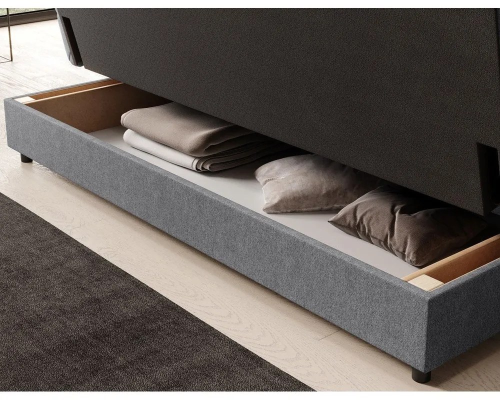 Szürke zsenília kinyitható-tárolóhelyes kanapé 197 cm Clareta – ELTAP