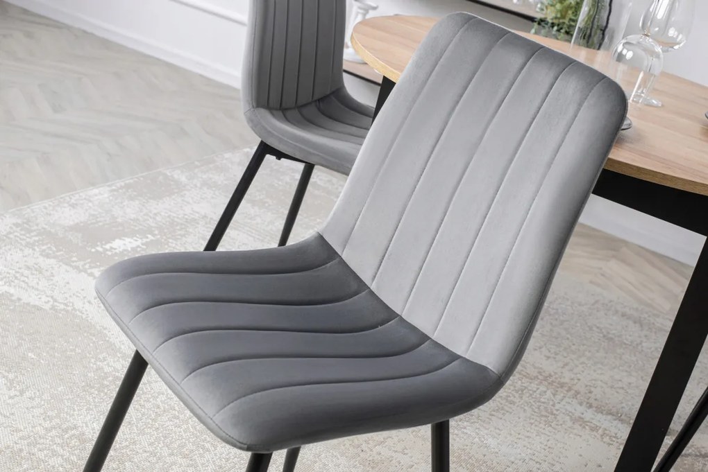 Étkezőgarnitúra 4 db. Szürke Bársony Ibis székkel. Bővíthető asztal HARRY 102-142 cm