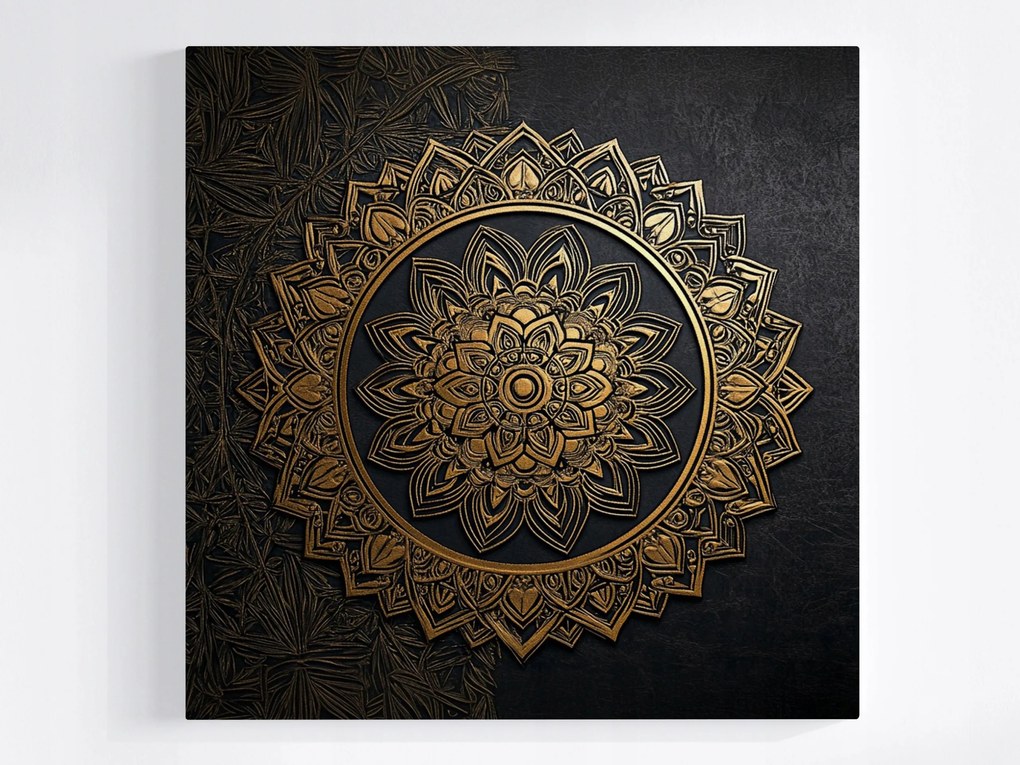Vászonkép Canvas Mandala Fekete Arany Harmónia Wellbeing Zen 40x40