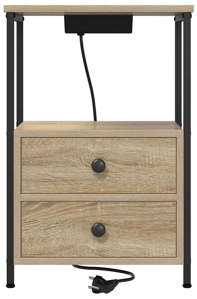 vidaXL Éjjeliszekrény fiókkal Sonoma tölgy 40 x 31 x 60 cm Faanyag
