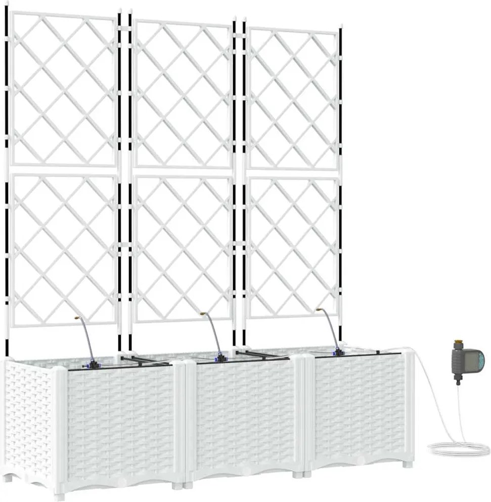 vidaXL Kerti cserép 3 pcs Fehér Acél