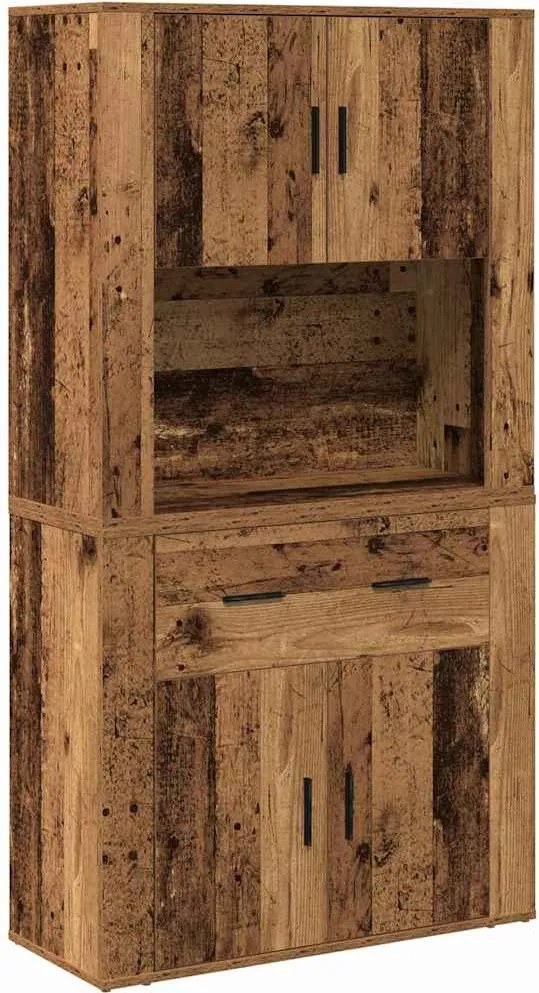 vidaXL Magas Tároló fiókkal Régi fa 80 x 33 x 150 cm Faanyag