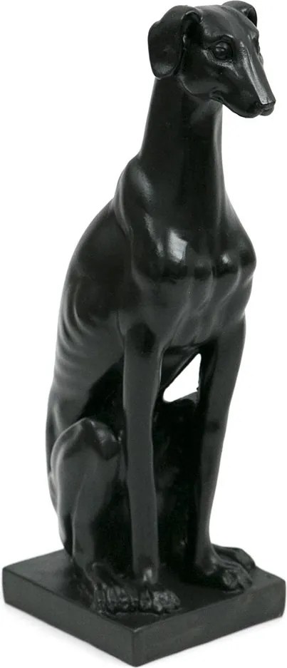 Kutya Figura Fekete Kutya Agár 30cm Matt Műanyag Modern Loft