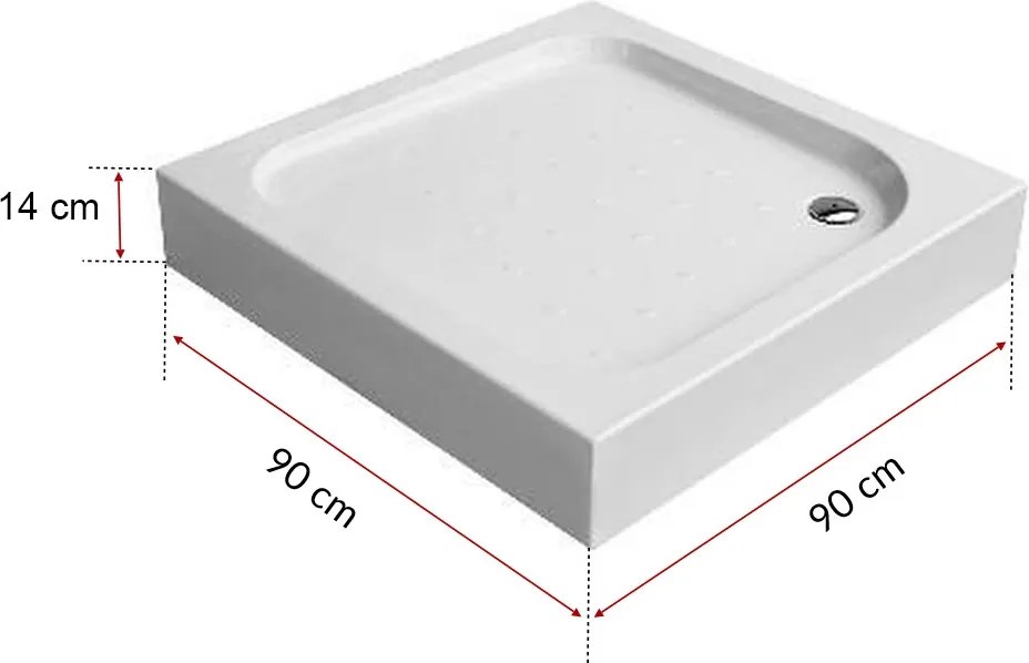 Klonberg 90x90 cm-es szögletes akril zuhanytálca