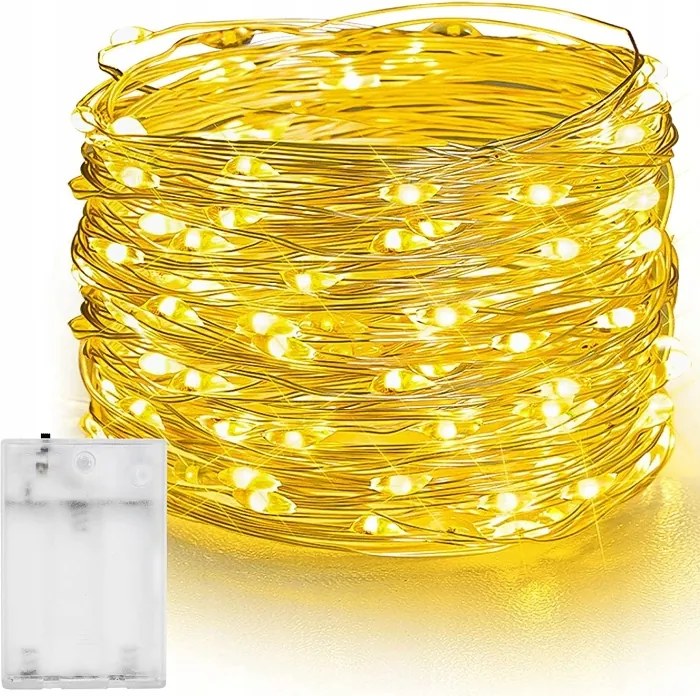 Dekoratív LED-es Díszítő Lámpák Dróton Diódák Meleg Fény Akkumulátor