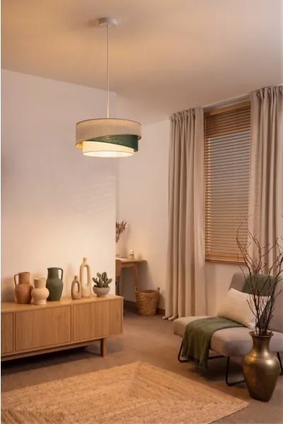 Brilagi - ARROW kábeles függőlámpa 1xE27/60W/230V Ø 45 cm bézs/zöld/fehér