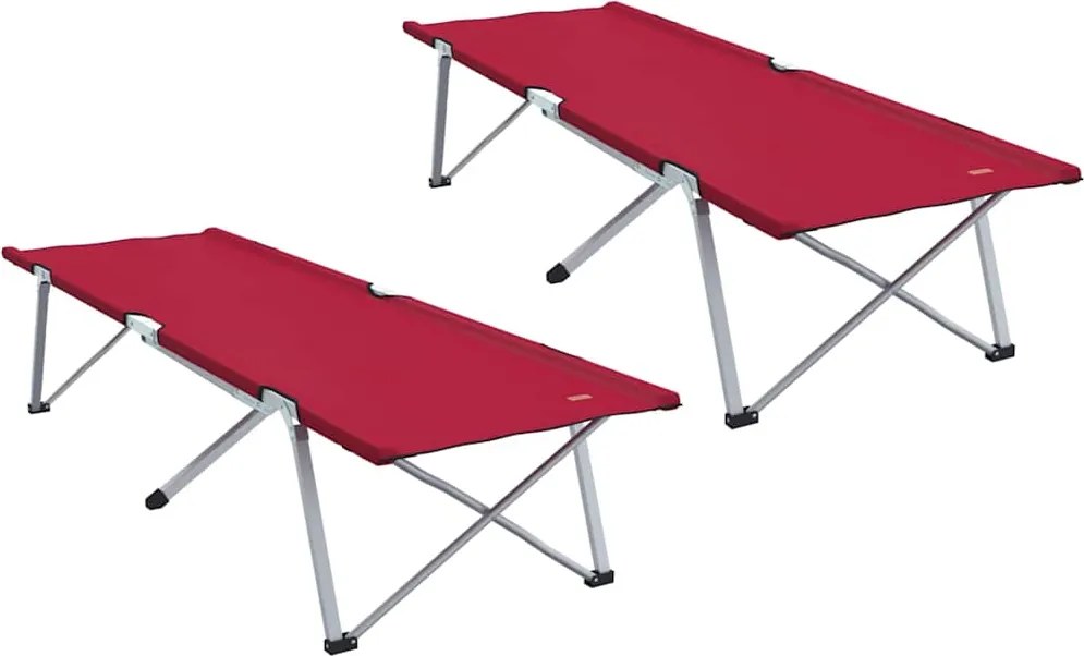 vidaXL Összecsukható Kemping Ágy 2 pcs Piros 194 x 62,5 x 42,5 cm