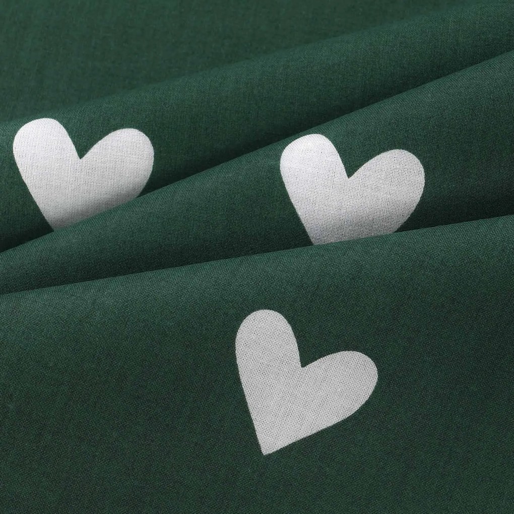 Goldea kör alakú pamut terítő - szívecskék, sötétzöld alapon Ø 120 cm