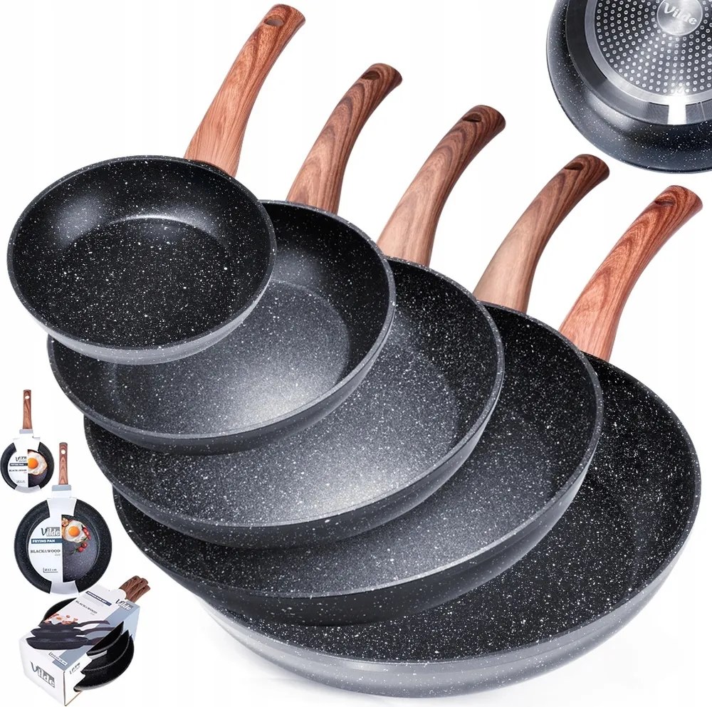 5 db-os Gránit serpenyő pároló serpenyő szett 16 20 24 28 32 cm