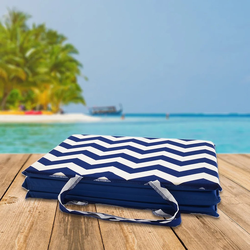 Napozószivacs HULLÁM 137x49 cm, kék-fehér