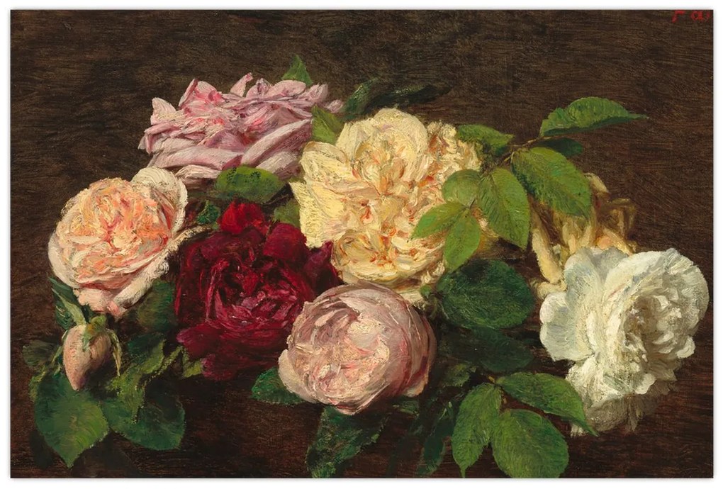 Kép - Henri Fantin-Latour, Roses de Nice on a Table, reprodukciók (90x60 cm)