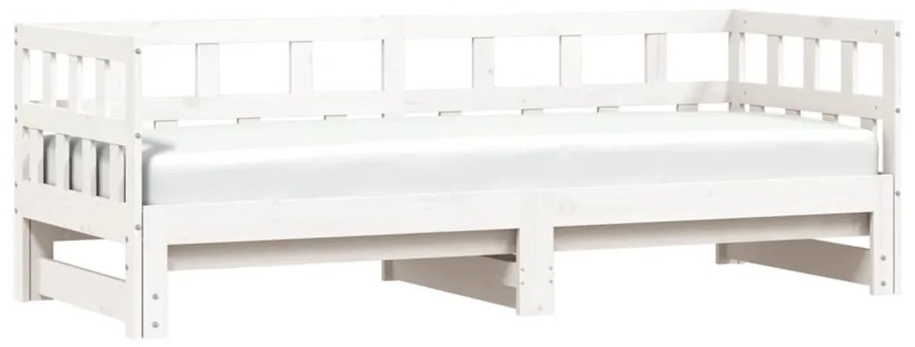 fehér tömör fenyőfa kihúzható kanapéágy 80 x 200 cm