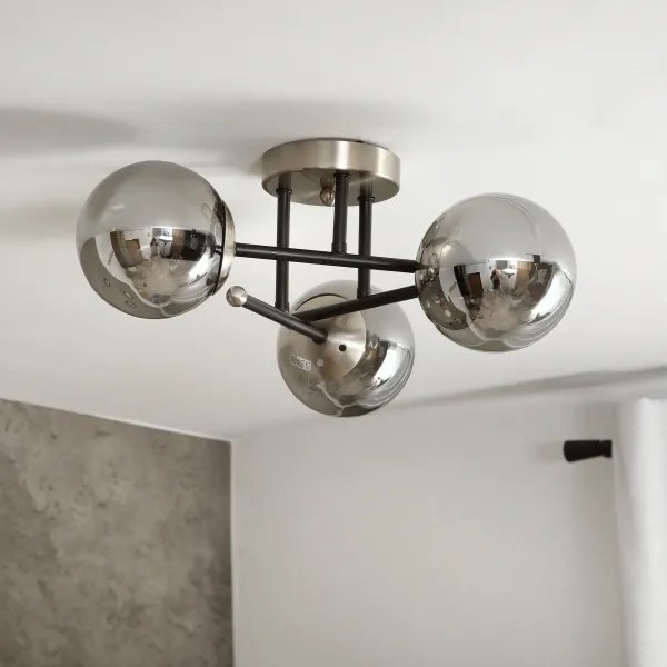 Brilagi - Felületre szerelt csillár MALIVA 3xE14/15W/230V matt króm/füstszínű