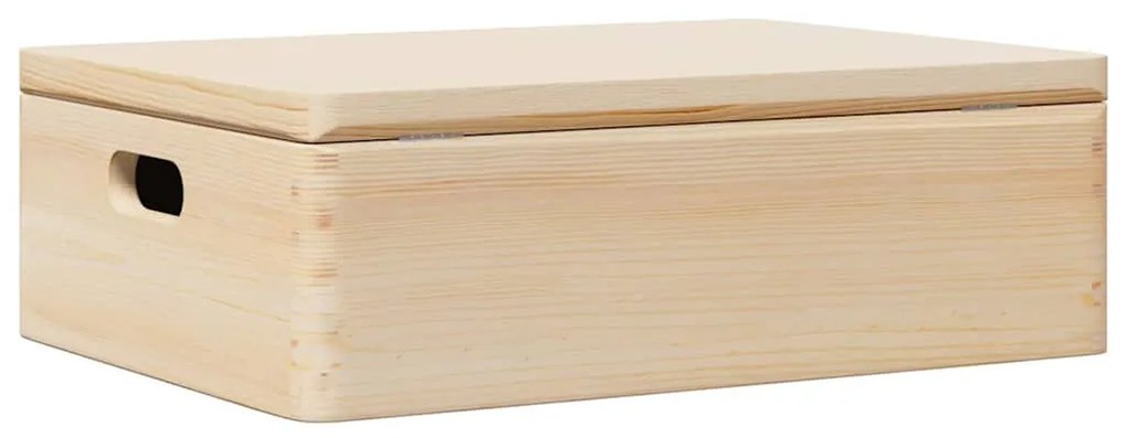 Fa doboz fedéllel és fogantyúkkal 40x30x13 cm tömör fa fenyő