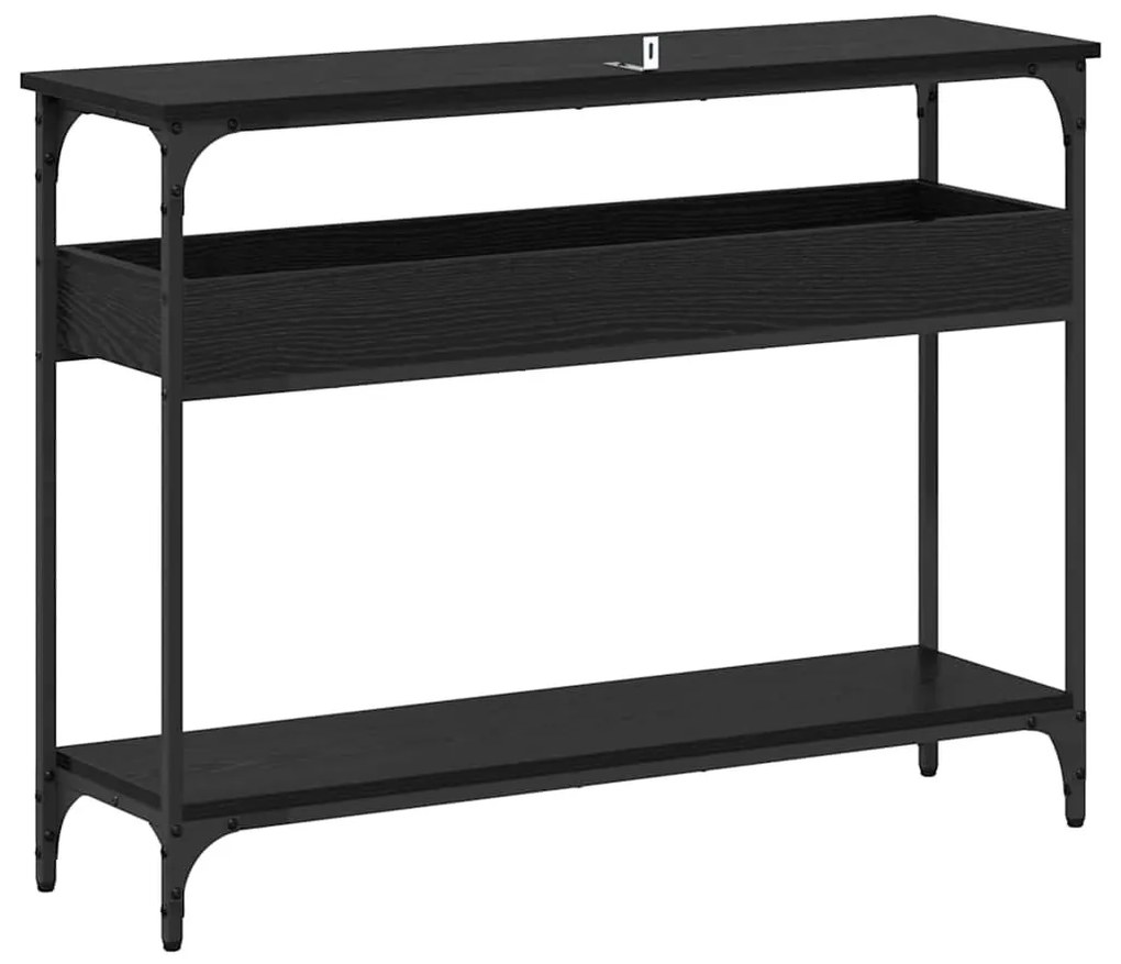 Konzolasztal polcokkal Musta tammi 100 x 29 x 75 cm Faanyag