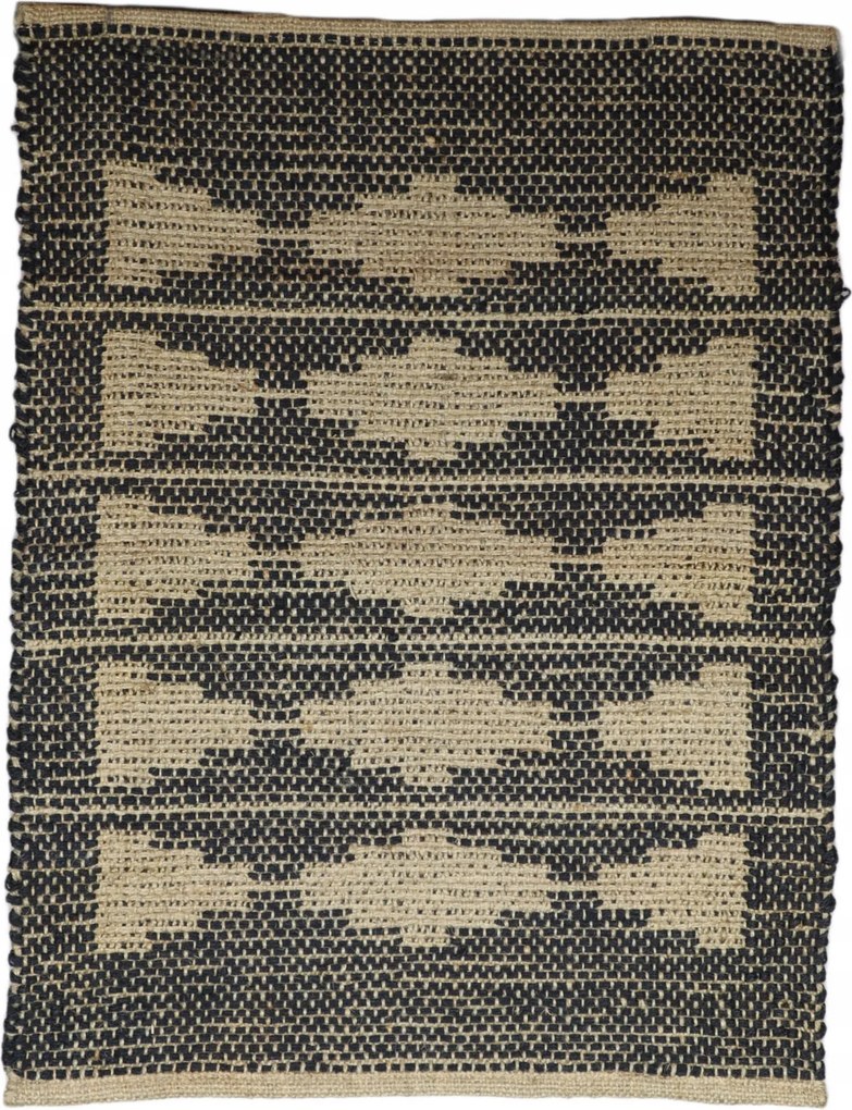 Juta szőnyeg, fekete mintás 58x78cm