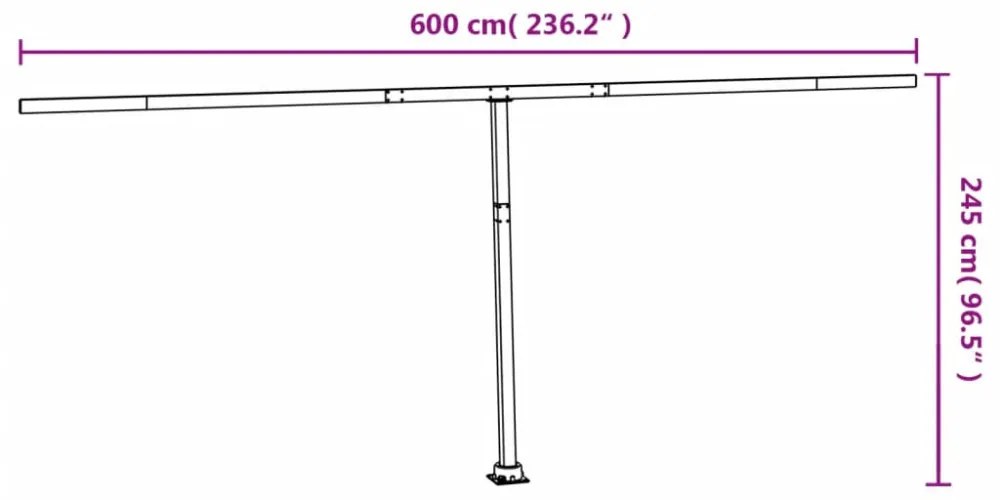 fehér vas napellenzőrúdszett 600 x 245 cm