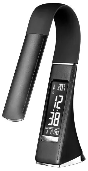 Immax 08947L - LED Asztali lámpa kijelzővel LEATHER LED/6,5W/5V fekete