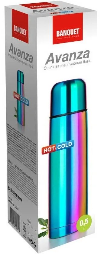 Banquet Avanza rozsdamentes acél termosz 0,5 l, szivárványos matt, 0,5 l
