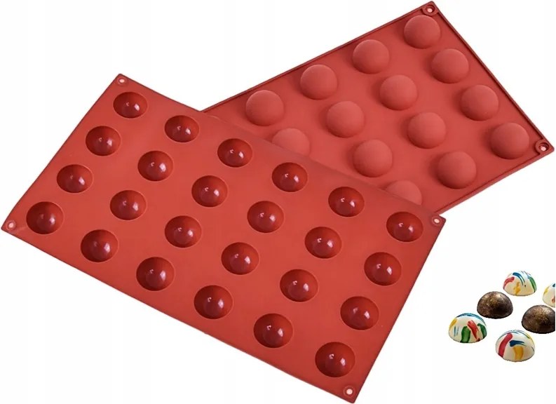 Szilikon öntőforma Kis Félgömbök 28mm-es Gömb csokoládéhoz és cukordíszekhez