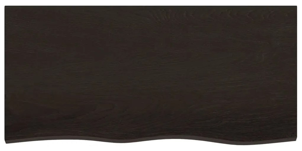 sötétbarna kezelt tömör tölgyfa fali polc 100x50x2 cm