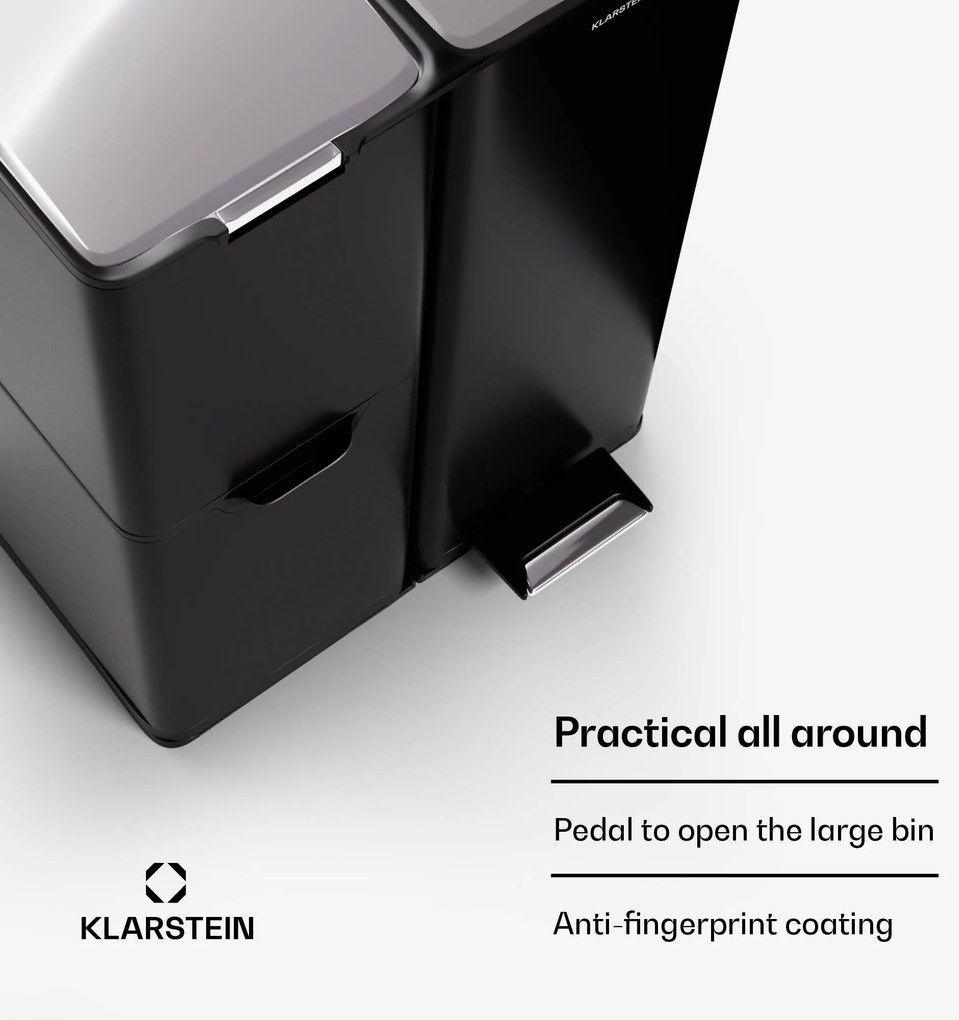 Klarstein Tiyo 3 az 1-ben, szemetes, 60 literes, kivehető kosár, puha záródású