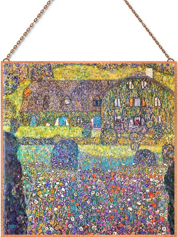Gustav Klimt - Landhaus am Attersee üvegkép, falikép