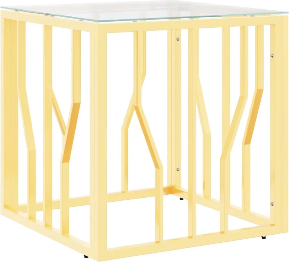 vidaXL ezüstszínű üveg és rozsdamentes acél dohányzóasztal 50x50x50 cm