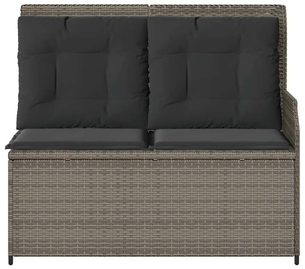 Szürke polyrattan dönthető kerti pad párnával