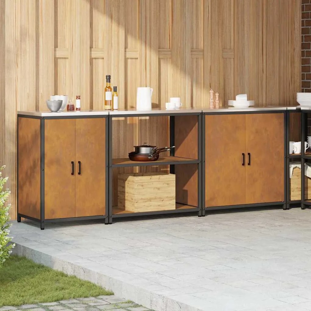 Konyhai Tároló Készlet polcokkal 3 pcs Rozsdás 240 x 50 x 92 cm