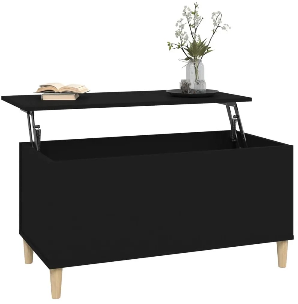 Fekete szerelt fa dohányzóasztal 90x44,5x45 cm