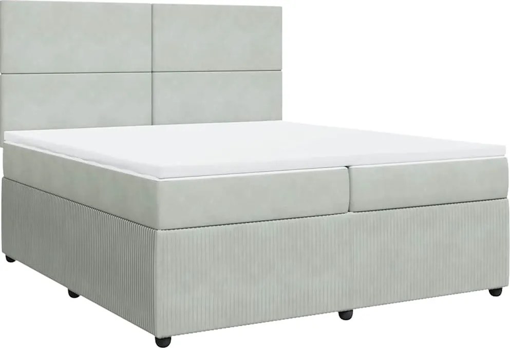 vidaXL világosszürke bársony rugós ágy matraccal 200x200 cm