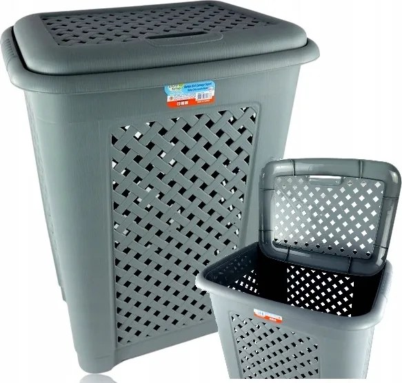 Rattan szennyestartó kosár 54 L Áttört Fürdőszobai Fehérneműtartó Tartós