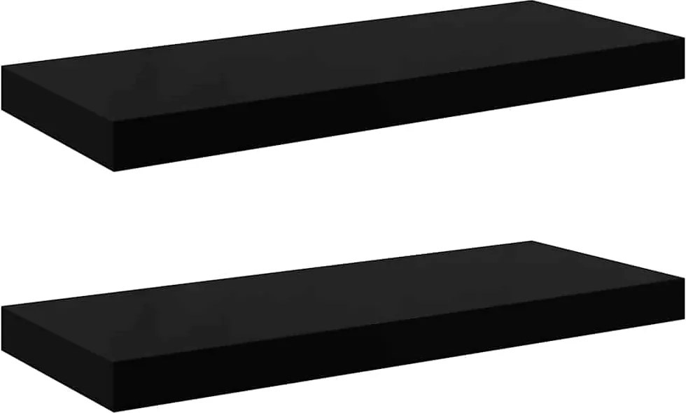 vidaXL 2 db magasfényű fekete MDF lebegő fali polc 60 x 23,5 x 3,8 cm