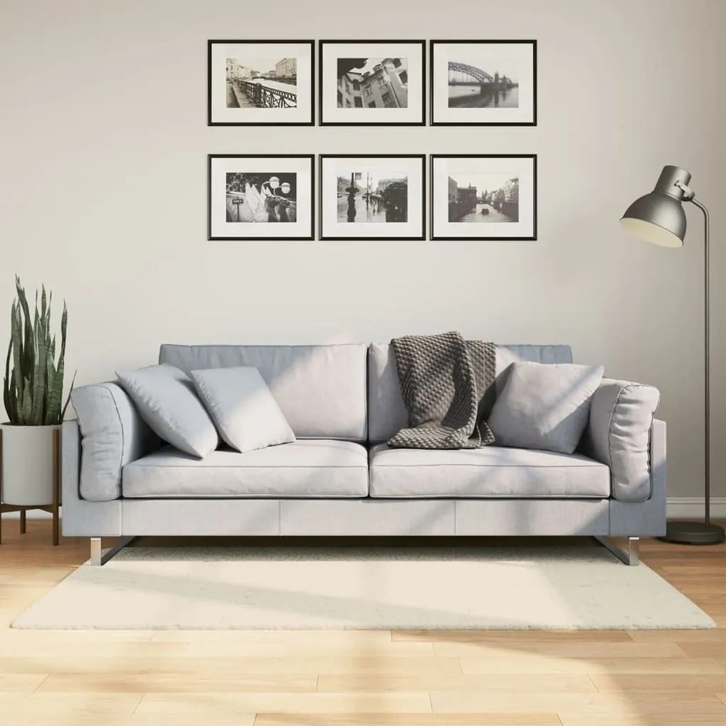 ISTAN krémszínű hosszú szálú fényes szőnyeg 80 x 150 cm