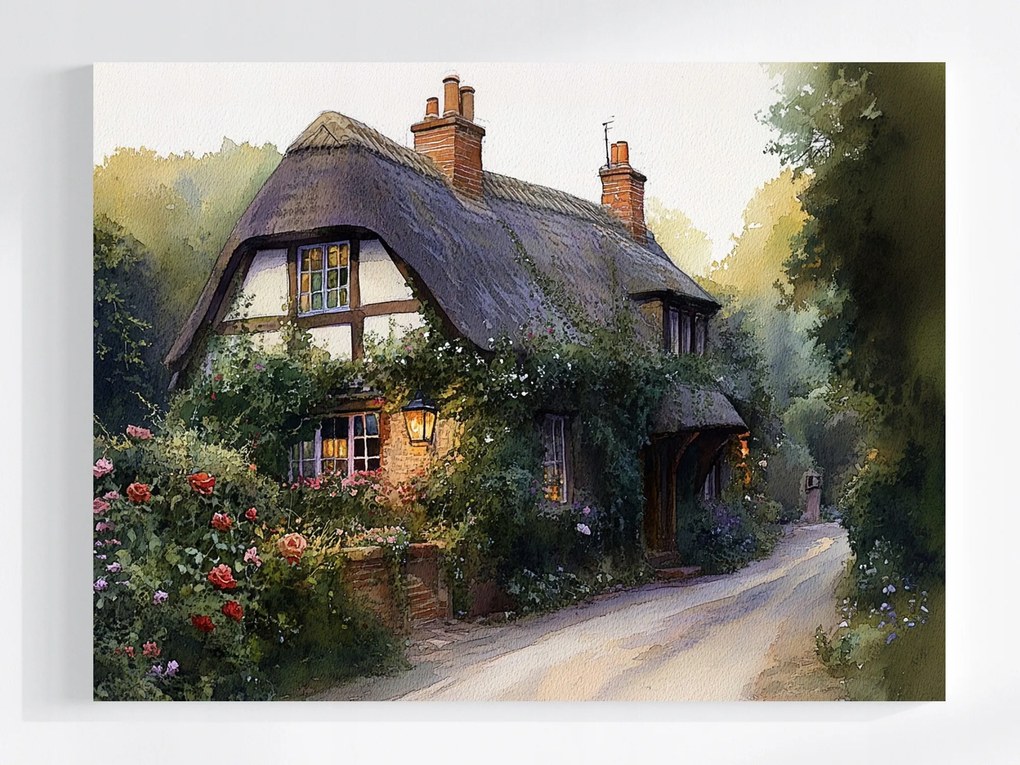 Vászonkép Canvas Tájkép Kilátás Anglia Falu Ház Kert Nád 80x60