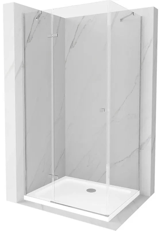 Mexen Roma zuhanykabin 110 x 80 cm, 6 mm-es üveg, króm profil-átlátszó üveg + vékony zuhanytálca 5 cm, 854-110-080-01-00-4010