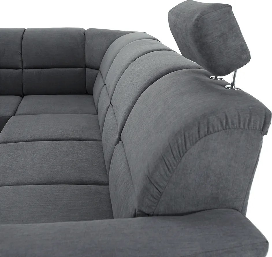 Kinyitható ülőgarnitúra, szürke szövet, balos, SANTIAGO